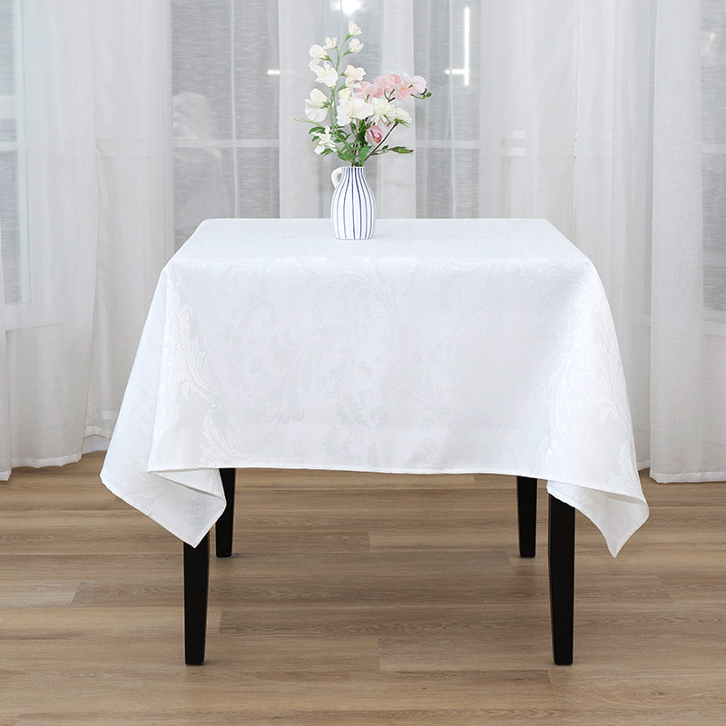 150x150 'Crocus Flower สีขาวสี่เหลี่ยม Jacquard Tableclot