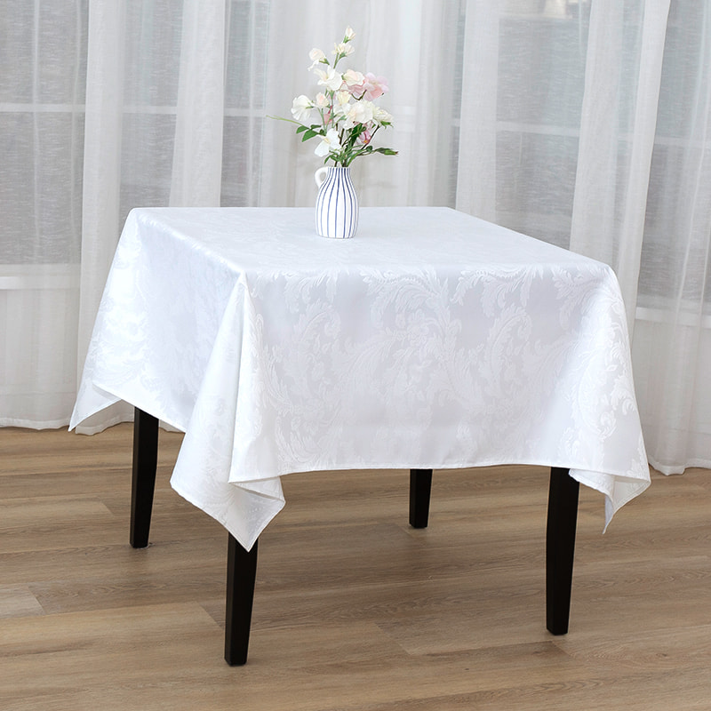 150x150 'Crocus Flower สีขาวสี่เหลี่ยม Jacquard Tableclot