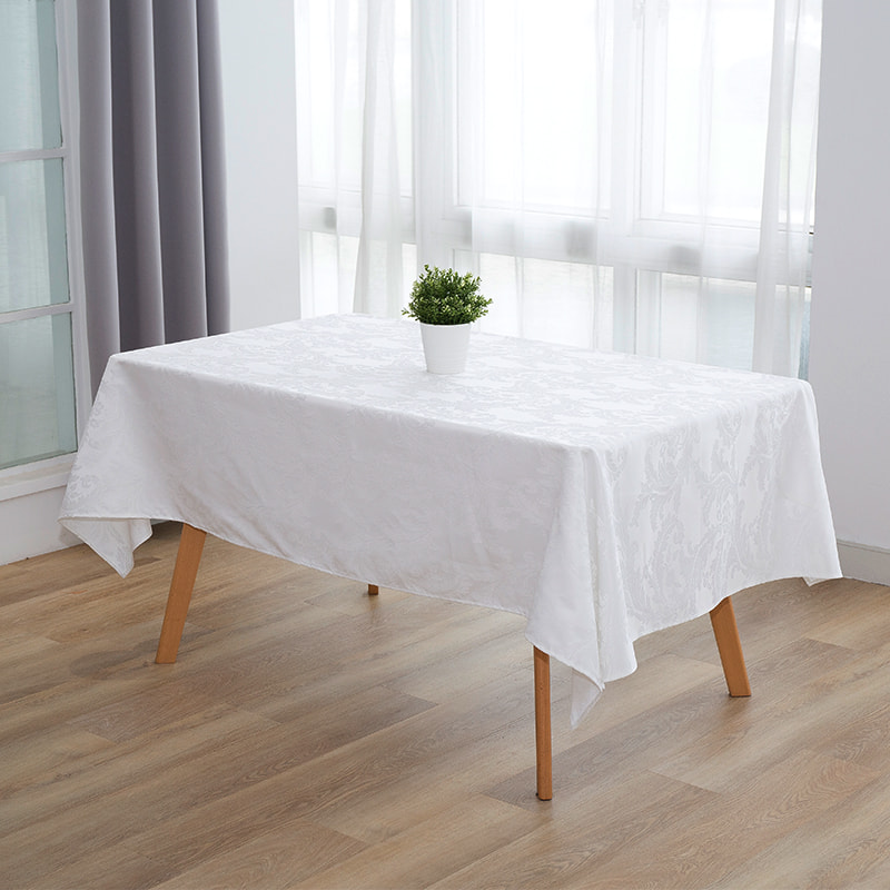 140x220 '' Crocus Flower สีขาวสี่เหลี่ยม Jacquard Tablecloth