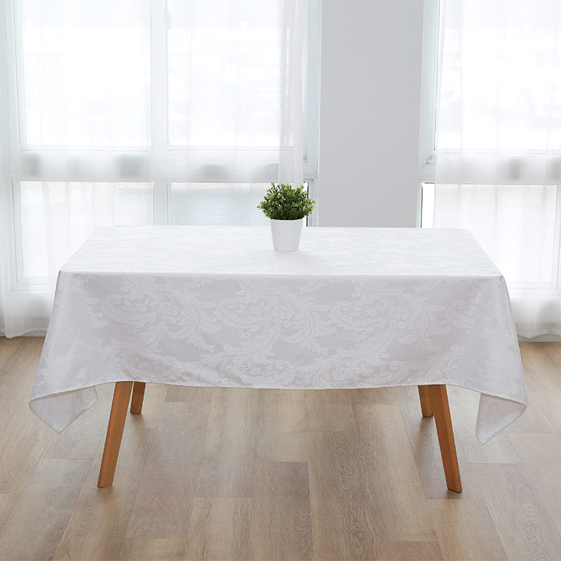 140x220 '' Crocus Flower สีขาวสี่เหลี่ยม Jacquard Tablecloth